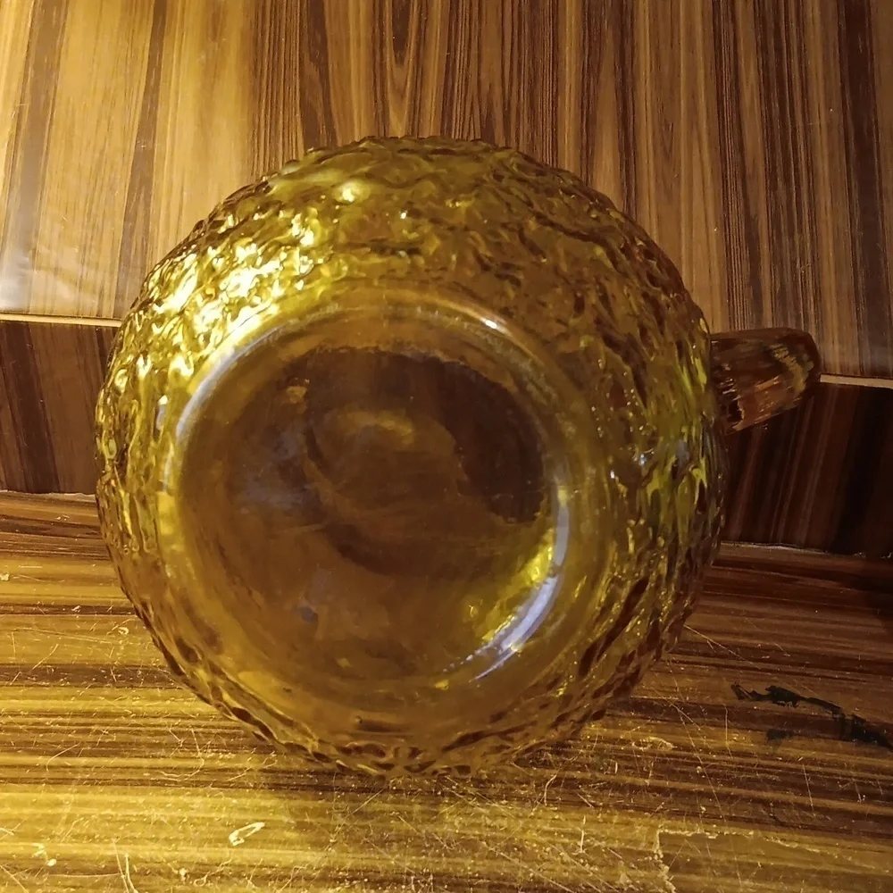 Vintage 1960s 70s Anchor ⚓️ Hocking amber gold pebbled glass pitcher